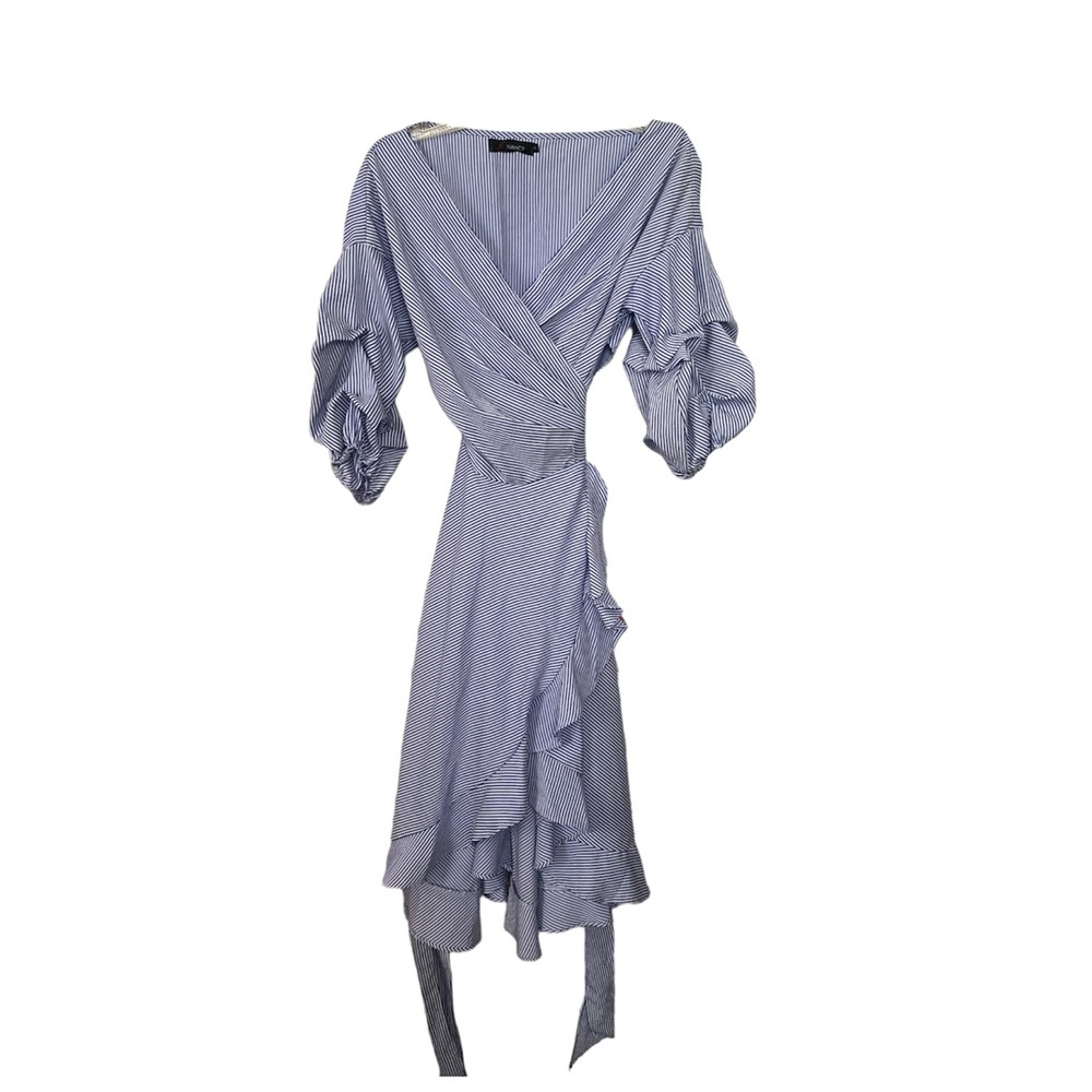 Elegant Asymmetrical Blue Striped Dress